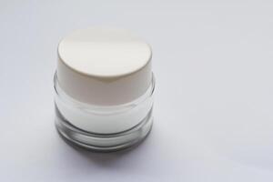 The beautiful mockup showcases good cosmetic packaging for cream containers, emphasizing future cosmetic innovations. photo
