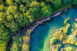 Breathtaking Landscape A Beautiful River Flows Through Charming Air and Lush Trees, Creating a Serene and Picturesque Natural Haven for All to Enjoy photo