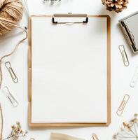 Clipboard With Clip and Coffee Cup photo