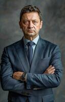 Businessman in Suit and Tie Crossing Arms photo