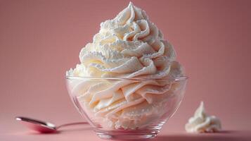 Pink Bowl With Whipped Cream and Sprinkles photo