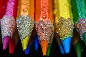 Close Up of a Bunch of Colored Pencils photo