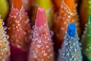 Close Up of a Bunch of Colored Pencils photo