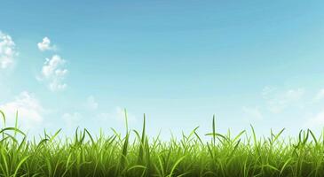 Grassy Field Under Blue Sky photo