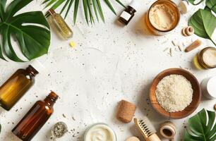 Various Cosmetics Displayed on a Table photo