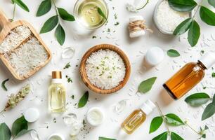 Various Cosmetics Displayed on a Table photo