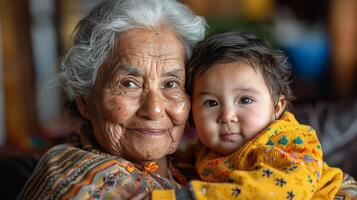 Older Woman and Young Girl Sitting on a Couch photo