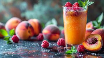 Pink Drink With Peach Slice photo