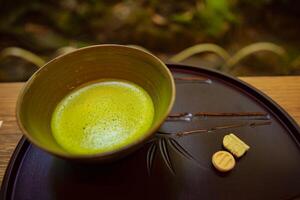 japonés verde té a hokoku-ji en kamakura Mano foto