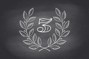 Laurel wreath icon with number Three vector