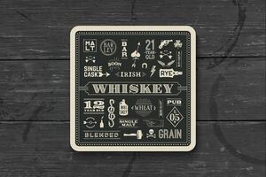 Coaster for whiskey and alcohol beverage vector
