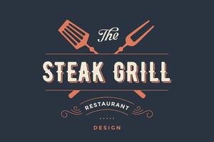 Label of Steak Grill restaurant vector