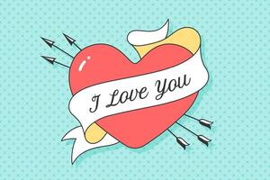 Old ribbon with message I Love You vector