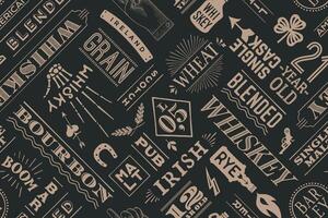 Seamless pattern with types of whiskey vector