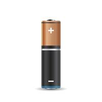 Realistic alkaline battery icon in flat style. Diffrent size accumulator illustration on isolated background. Accumulator recharge sign business concept. vector