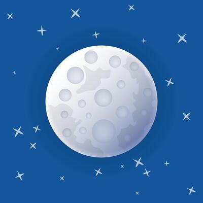 Full moon night icon in flat style. Lunar landscape illustration on isolated background. Astrology sign business concept.