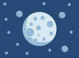 Full moon night icon in flat style. Lunar landscape illustration on isolated background. Astrology sign business concept. vector