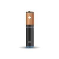 Realistic alkaline battery icon in flat style. Diffrent size accumulator illustration on isolated background. Accumulator recharge sign business concept. vector