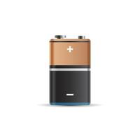 Realistic alkaline battery icon in flat style. Diffrent size accumulator illustration on isolated background. Accumulator recharge sign business concept. vector