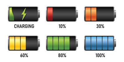 Realistic alkaline battery set icon in flat style. Different size accumulator illustration on isolated background. Accumulator recharge sign business concept. vector