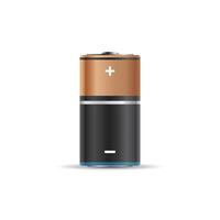 Realistic alkaline battery icon in flat style. Diffrent size accumulator illustration on isolated background. Accumulator recharge sign business concept. vector