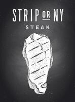 Steak, Chalkboard. Kitchen poster with steak silhouette vector