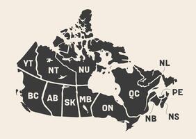 Map Canada. Poster map of provinces and territories of Canada vector