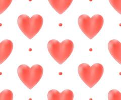 Seamless pattern with red hearts on a white background for Valentine Day. Illustration. vector