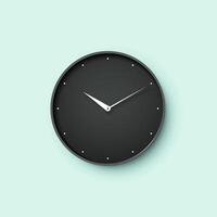 Icon of black clock face with shadow on mint wall background vector