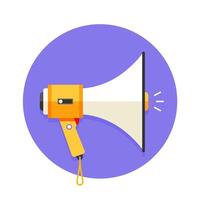 Icon of white and orange megaphone or mouthpiece vector