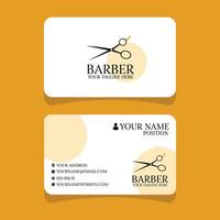 Barber shop business card and men's salon or barber shop logo black and white and Barber Shop business card and logo barber black and white men salon business card vector