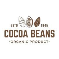 Vintage cocoa bean, cocoa plant logo icon template vector