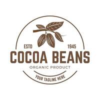 Clásico cacao frijol, cacao planta logo icono modelo vector