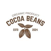 Vintage cocoa bean, cocoa plant logo icon template vector