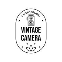 Vintage Camera Photography Label, Logo Template with Retro Typography. vector