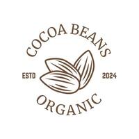 Vintage cocoa bean, cocoa plant logo icon template vector