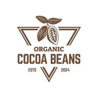 Vintage cocoa bean, cocoa plant logo icon template vector