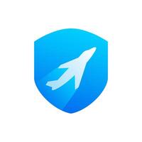Illustration of an isolated shield icon with a plane vector