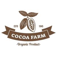 Clásico cacao frijol, cacao planta logo icono modelo vector