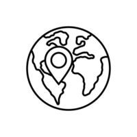 Travel around world icons set. International tourism. Planet map navigation. Customizable thin line symbols. Isolated outline illustrations. Editable stroke vector