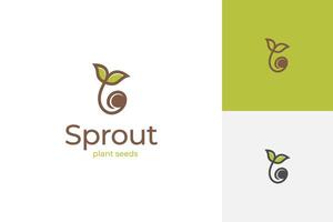 Plant seed logo icon design, reforestation logo go green line art simple illustration vector