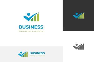 businessman financial logo design with people graph growth icon design symbol for investment, marketing logo template vector