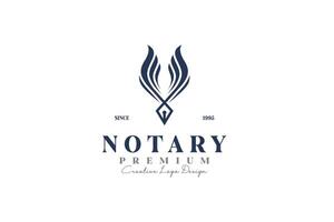 pen wings notary logo icon design with wings graphic symbol for writer, author logo template vector