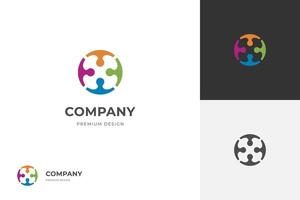 People Family group logo icon design with round human symbol for community together, meeting logo template vector