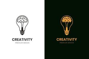 brain bulb lamp logo icon design for smart idea or think logo template vector