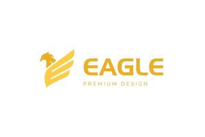 Eagle wings logo icon design with initial letter E graphic symbol for brand or identity branding logo template vector