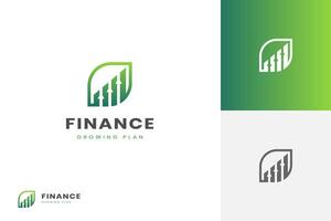 financiero crecimiento arriba logo icono diseño con hoja y flecha conjunto para economía, Finanzas elemento símbolo vector