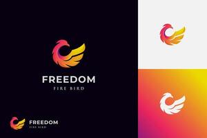 awesome phoenix gradient logo illustration. Abstract logo design element. phoenix wing logo animal abstract vector