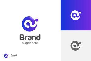 Circle Letter A or ai initial logo design with circle round shape for technology company or brand logo vector