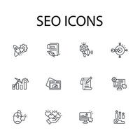SEO icon set..Editable stroke.linear style sign for use web design,logo.Symbol illustration. vector